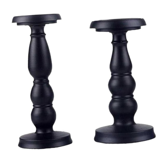 2 Candelabros de Metal Negro, Candelabro de Pilar, Soporte para Chimenea, Decoración Del Hogar