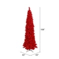 thumbnail image 2 of Vickerman 9' Flocked Red Pencil Fir Artificial Christmas Tree, Unlit, 2 of 3