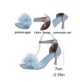thumbnail image 4 of YgkuHd High Heel Sandals for Women Fluffy One-Strap Slides with Buckle Closure and Slim Heel, Plus Size Summer Dress Shoes for Party,Sky Blue_42, 4 of 9
