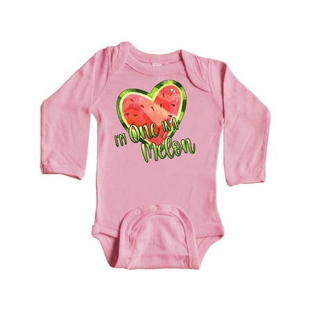 

Inktastic I m One in a Melon- Watermelon Heart Gift Baby Boy or Baby Girl Long Sleeve Bodysuit