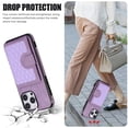 thumbnail image 7 of Jiahe Cover for Apple iPhone 13 Pro, Wallet Case,Detachable Adjustable Shoulder Strap With Card Holder Shockproof Leather Kickstand Case, purple, 7 of 7