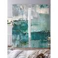 thumbnail image 3 of Abstract Oil Painting Sheer Curtains 108 Inches Long 2 Panels Watercolor Green Decor Light Filtering Semi Sheer Window Curtains Drapes for Bedroom Living Room 52"x108", 3 of 7