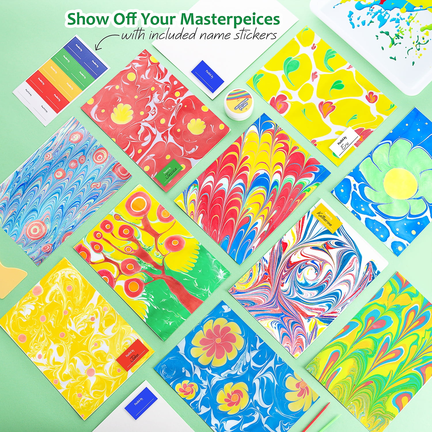 Water Marbling Paint Drawing Kit for Kids 8-12, Arts & Crafts for Girls &  Boys A
