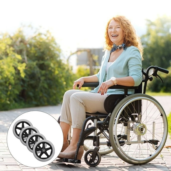 MUSEYA Heavy Duty Replacement Wheelchair Front Wheels PVC Grey 4Pcs