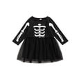 thumbnail image 1 of Diconna Robe d'Halloween Girl?S Robe de Couture en Maille Imprimée Tête de Mort, 1 of 6