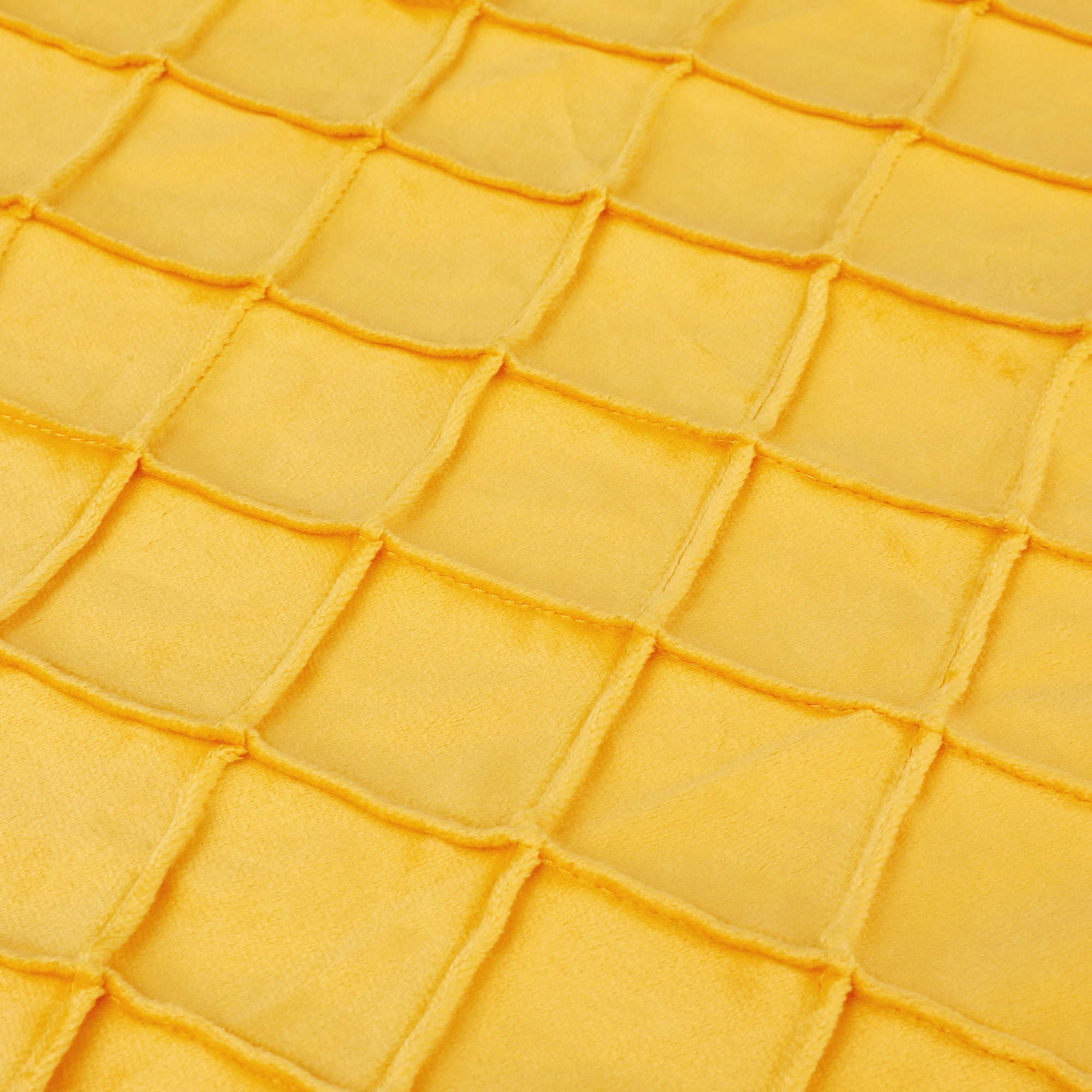 Unique Bargains 4Pcs Velvet Geometric Textured Pillow Covers Home Decor Cushion Covers Yellow 12" x 20"/18" x 18"