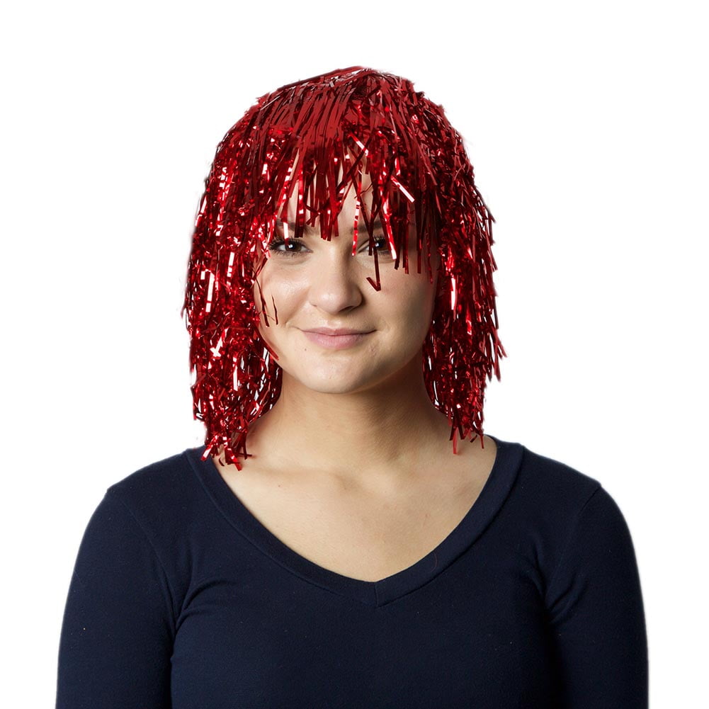 Red Tinsel Wig