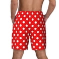 thumbnail image 2 of Mens Polka Dot Red Swimming Trunks with Compression Liner Beach Quick Dry Swim Shorts, 2 of 6