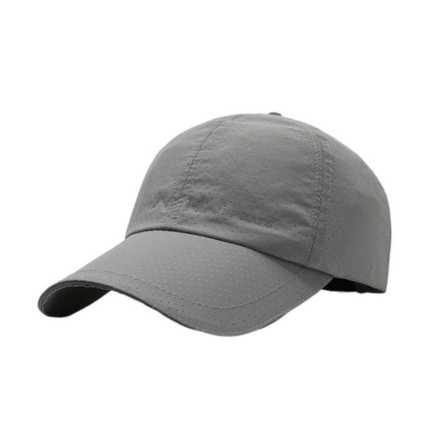 GDREDA Mens Summer Hat Men's Summer Breathable Perforated Outdoor Sunblock Reflective Strip Quick Drying Visor Baseball Cap,Light Gray
