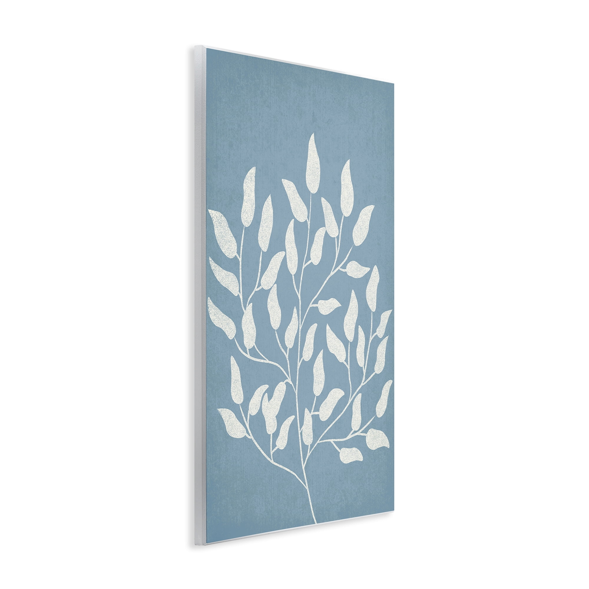 Stupell Industries Leaf Impressions on Blue Plants & Flowers Painting Unframed Art Print Wall Art, 13 x 19