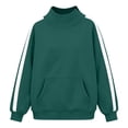 thumbnail image 6 of MSJUHEG Mock Neck Pullover Sweatshirt for Women, Oversized Long Sleeve Top with Side Striped Accent, Kangaroo Pocket, Relaxed Silhouette for Home Relaxation and Short Trips A2 Blackish Green L, 6 of 6