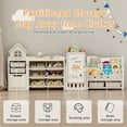 thumbnail image 3 of Cuoote Foldable 3-Tier Bookshelf for Kids, Toy Storage Organizer with 10 Removable Bins, Drawing Board, 3 Brushes, Off-white, 3 of 9
