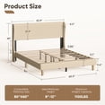 thumbnail image 3 of Bestier Queen Bed Frame with Wingback Headboard, Corduroy Upholstered Platform Bed with Wood Slats, No Box Spring Needed, Taupe, 3 of 10
