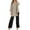 Brown, variant on Women's 2 Piece Outfits Wide Leg Blouse Pockets Elastic Pants Sets Casual V Neck Shirt Trousers Fashion Streetwear