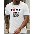 thumbnail image 2 of Camiseta cómoda para marido: manga corta, cuello redondo, informal, de verano, con estampado "Amo a mi esposa". Transpirable, suave, ligera, fácil de cuidar, ideal para actividades al aire libre., 2 of 4