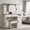 White, variant on SAYGOGO Farmhouse Vanity Desk with Sliding LED Mirror & Charging Station, Dressing Table with 4 Drawers & 2 Cabinets, Stool, Gray for Bedroom