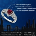 thumbnail image 2 of Gem Stone King 925 Sterling Silver Red Created Ruby and White Moissanite Halo Ring for Women | 1.14 Cttw | Heart Shape 6MM | Gemstone July Birthstone | Size 8, 2 of 6