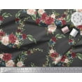thumbnail image 2 of Soimoi Gray Moss Georgette Fabric Ranunculus & Penoy Floral Print Printed Fabric 1 Yard 44 Inch Wide, 2 of 3