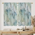 thumbnail image 3 of Teal Blue Gold Marble Kitchen Curtains Abstract Green Ink Bathroom Curtains Window Treatment Drapes Tier Gradient Watercolor Cafe Small Bedroom Short French Door Curtains 2 Panels 28x40 Inch, 3 of 5