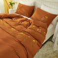 thumbnail image 4 of Move Over Burnt Orange Floral Bedding Sets Queen Embroidery Duvet Cover Set Rust Flowers Pattern Washed Microfiber No Filling, 4 of 9