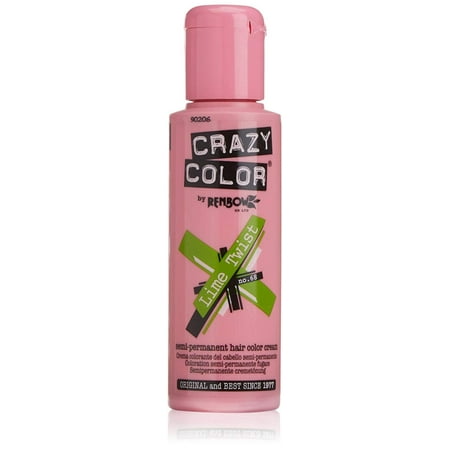 Crazy Color Renbow Semi-Permanent Hair Colour Cream Dye 100ml-Lime Twist, After shampooing, towel-dry the hair and apply direct, spreading evenly over the hair..., By Crazy Colour by