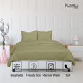 thumbnail image 4 of ROYALE Sage Green Duvet Cover Queen Size - Washed Duvet Cover Set 3 Piece Double Brushed Duvet Covers with Button Closure - 1 Duvet Cover 90x90 inch and 2 Pillow Shams - Comforter Cover, 4 of 8
