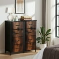thumbnail image 6 of Dresser for Bedroom with 4 Storage Drawers Smokey Hardwood Dressers Chest of Drawers Steel Framed Fabric Closet Organizers for Living Room Hallway Entryway Closet Dorm, 6 of 7