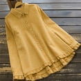 thumbnail image 2 of DDAPJ pyju Women Casual Shacket Long Sleeve Button Down Plaid Shirts Dressy Ruffled Blouse Tops Clearance Sale Yellow XL, 2 of 7