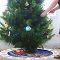 thumbnail image 4 of 36-Inch Winter Snowflake Print Christmas Tree Skirt, Reindeer Themed Holiday Decor for Floor Protection, 4 of 6