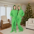 thumbnail image 6 of Footed Pajamas - Emerald Green Kids Hoodie Fleece One Piece - Kids - Small (Fits 4'2 - 4'5"), 6 of 6