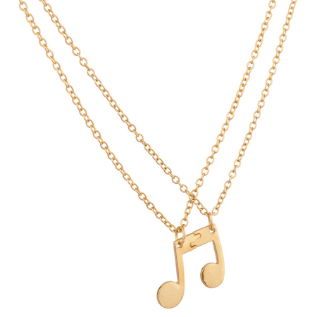 Lux Accessories Eighth Note Music Symbol BFF Best Friends Forever Necklace Set (2