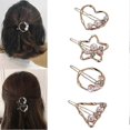 thumbnail image 1 of 4 Pcs/set Heart-shaped Round Metal Hair Clip Pentagram Geometric Pearl Hair Clip Bangs Clip Ponytail Hair Accessories for Ladies and Girls, 1 of 5