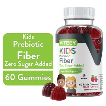 VITEEY Prebiotic Fiber Gummies for Kids 4g, Digestive Support, Fruit Flavor, 60 Count