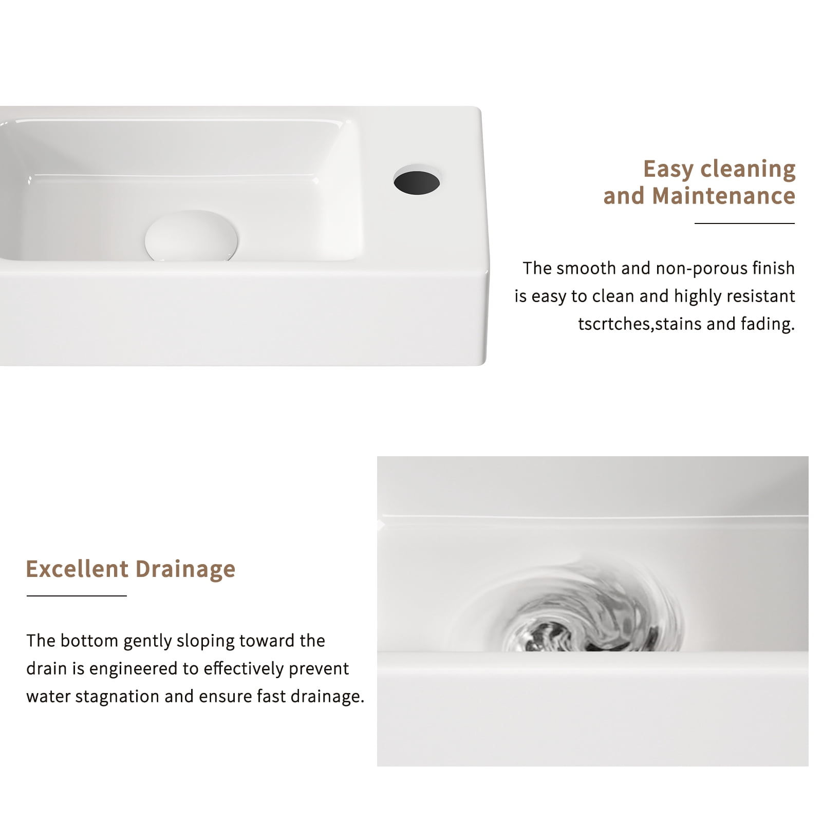 LiviNest Wall-Mounted Sink for Small Bathroom: 14.57" Ultra-Narrow Basin - 3-in-1 Complete Set with Faucet & Drain - Space-Saving Design for Powder Room RV Tiny Home