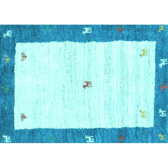 Ahgly Company Indoor Rectangle Abstract Light Blue Contemporary Area Rugs, 8' x 10'