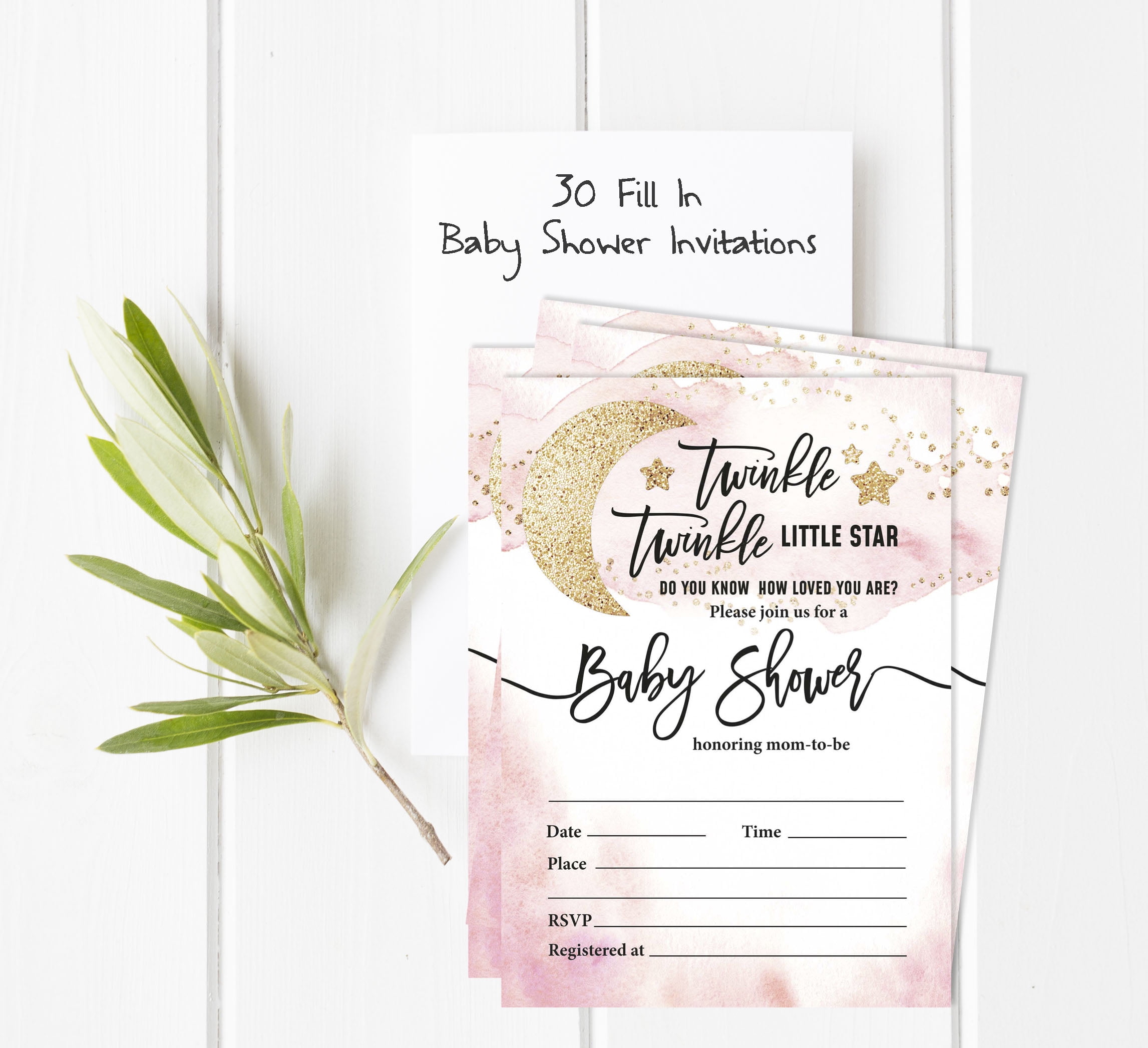 Inkdotpot Set Of 30Gender Reveal Baby Shower Invitations-Diaper Raffle Tickets And Baby Shower Book Request Cards Twinkle Twinkle Little Star Invites Its A Boy Its A Girl