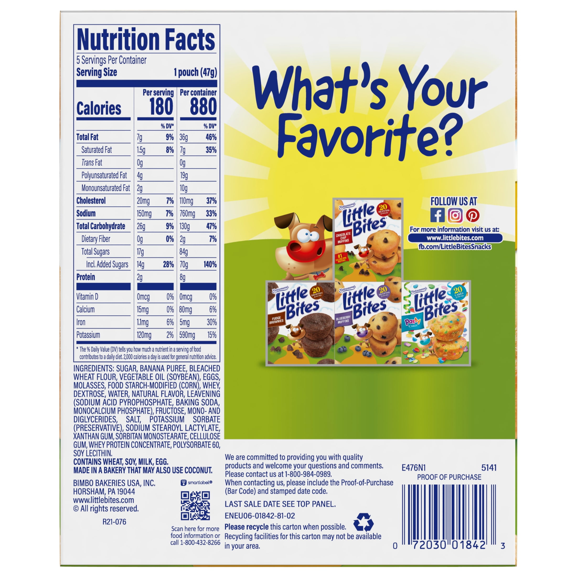 Little Bites Banana Muffins, 5 count, Mini Muffins, 8.25 oz Box