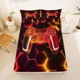 thumbnail image 5 of Erosebridal Orange Gamepad Queen Sheet Sets For Kids Gamer,Modern Geometric Hockeycomb Pattern Bed Set 4-Piece, 5 of 6