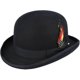 thumbnail image 1 of Unisex Hard Top Wool Bowler Hat With Feather Satin Lined Sizes S To Xl - MXBC, 1 of 2