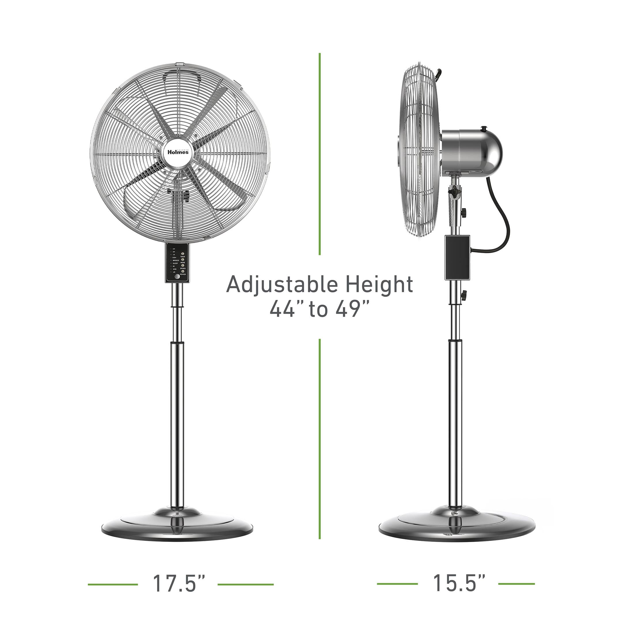 Holmes 16” Digital Metal Stand Fan, 3-Speed, Oscillating, Adjustable Height, Remote, Chrome