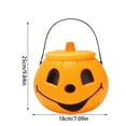 thumbnail image 3 of Halloween Skull Candy Bucket Trick or Treat Candy Holder Skull Pail with Handle Plastic Treat Jar Cauldron Halloween Party Supplies, 3 of 6