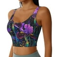 thumbnail image 2 of Balery Starry Night Iris Field Sujetadores deportivos con espalda cruzada para mujer, acolchados, sin costuras, de alto impacto, ideales para yoga, gimnasio, entrenamiento y fitness.-Large, 2 of 8