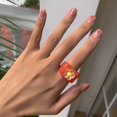 thumbnail image 2 of Women Ring Resin Chunky Flower Fashion Finger Ring Stackable Ring Knuckle Ring, 2 of 10
