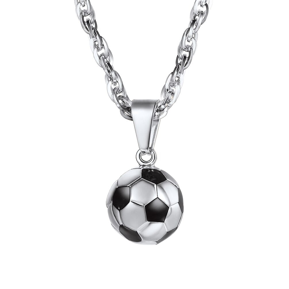 PROSTEEL Silver Soccer Ball Pendant Necklace Sports Jewelry Stainless Steel For Men Women
