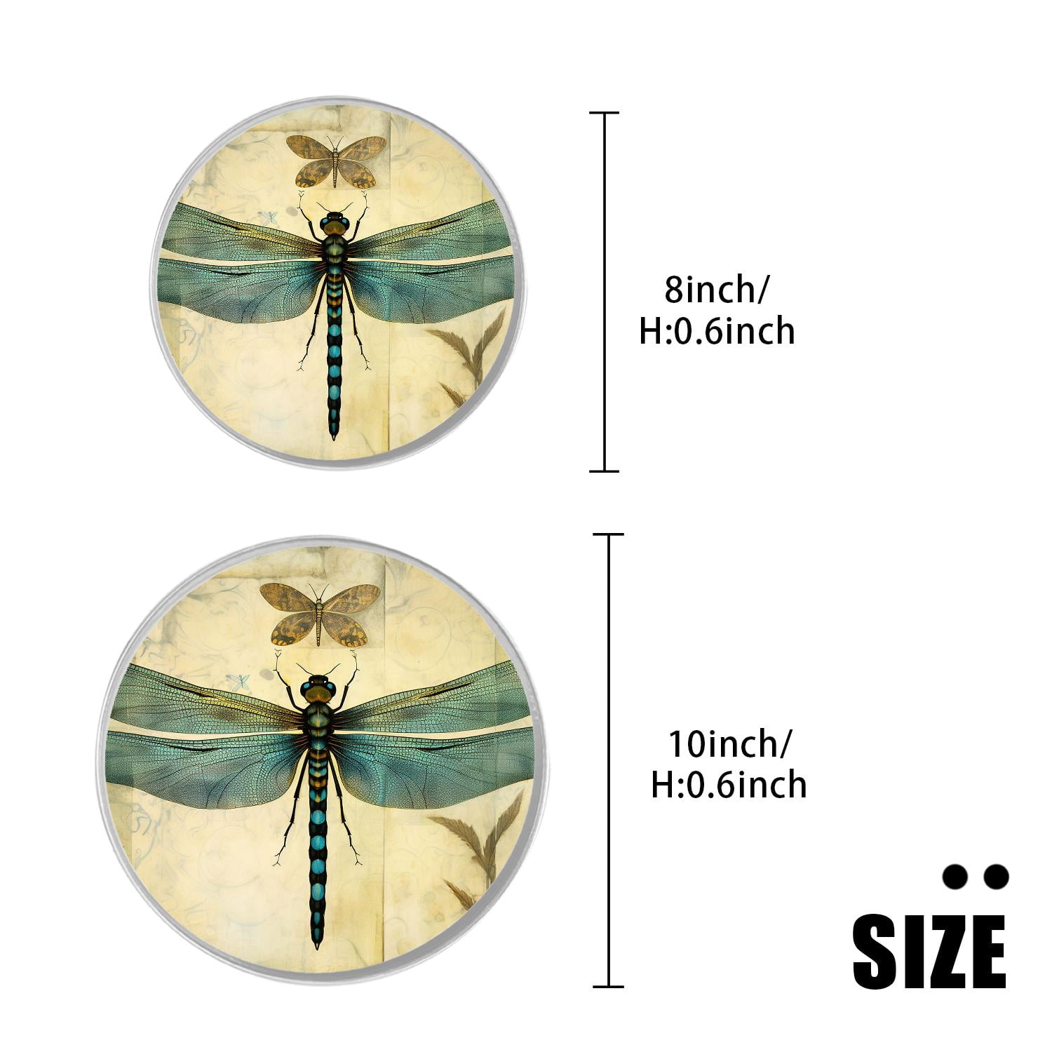 Round Stove Burner Covers 4 Pcs Metal Electric Stove Burner Covers 8Inch And 10Inch ,Dragonfly Vintage Stylish Retro image