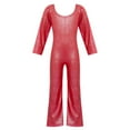 thumbnail image 4 of uublik Jumpsuit Girl Sequins Long Sleeves Round Neck Trousers Flared Pants Party Festival Clothes Size 2T-17 Red, 4 of 4