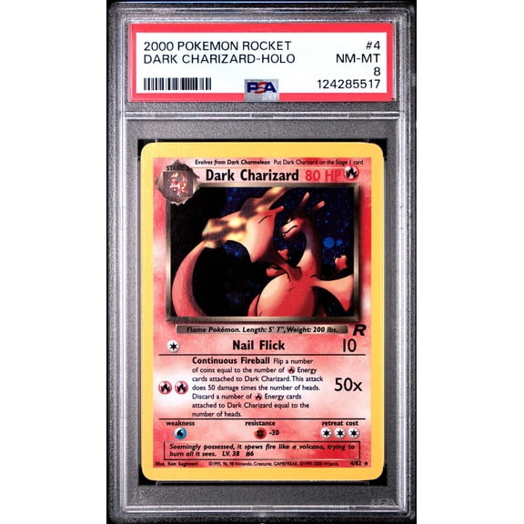 Collectible Graded PSA 8 2000 Pokemon Rocket Dark Charizard Holo Card #4 Trading Card