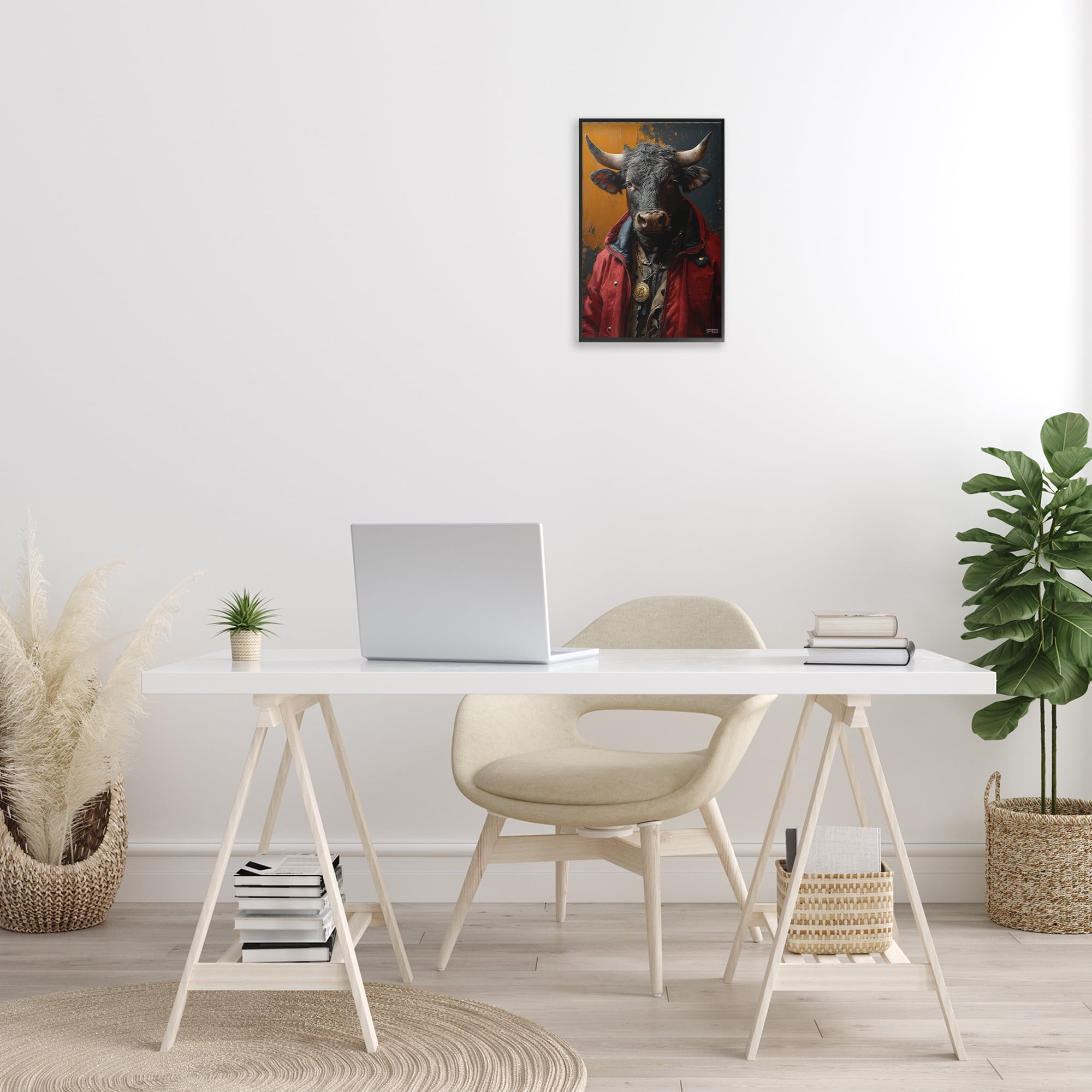 Stupell Industries Street Style Cattle Novelty Painting Black Framed Art Print Wall Art, 12 x 18