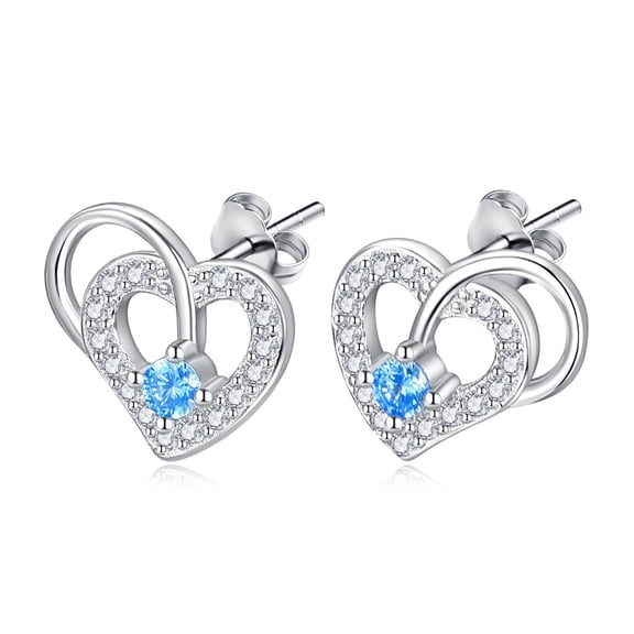 TANGPOET 925 Sterling Silver Blue Stud Earrings Jewelry Gifts for Ladies