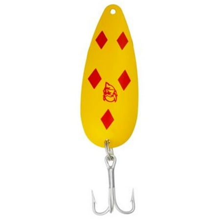 Dardevle Troll Devle Hd Spoon 4 1/2in 1 1/2oz Yellow/Red Diamonds Brass Back
